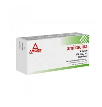 AMIKACINA 100MG/2ML CON 2 AMPOLLETAS