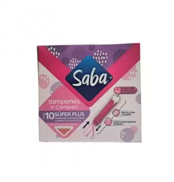 Tampones V-Compact Saba Flujo Super Abundante Con 10 Piezas