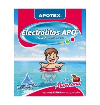 ELECTROLITOS APO 28.3 G CAJA 4 SOBRES SABOR MANZANA