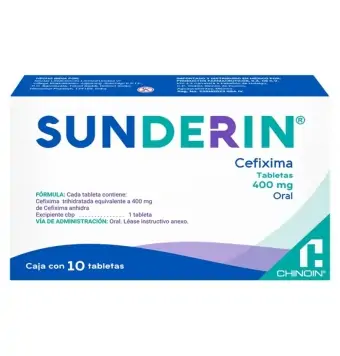 Sunderin (Cefixima) 400 Mg 10 Tabletas | Precio y Usos