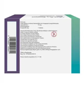 Vydura (Rimegepant) 75 Mg 2 Tabletas Orodispersables | Precio y Usos