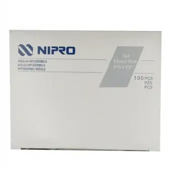 AGUJA DESECHABLE NIPRO HIPODERMICA 27x13 CON 100 PIEZAS