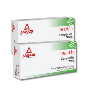 Combo Losartán AMSA 50 MG 30 Tabletas 2 Piezas | Precio y Usos