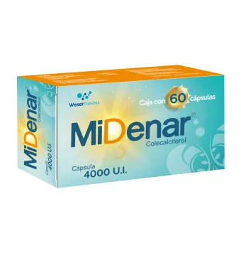 Midenar Colecalciferol 4000Ui 60 Cápsulas | Precio y Usos