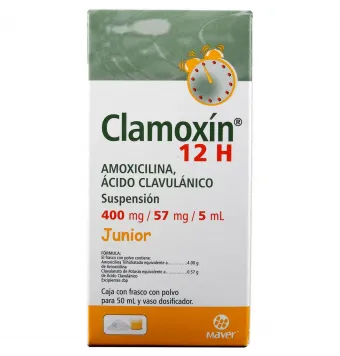 Clamoxin 12H Junior 400Mg-57Mg-5Ml | Precio y Usos