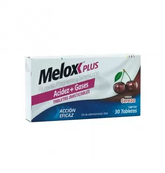 MELOX PLUS CON 30 TABLETAS MASTICABLES SABOR CEREZA