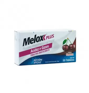 MELOX PLUS CON 50 TABLETAS MASTICABLES SABOR CEREZA