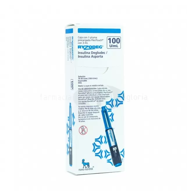 RYZODEG SOLUCIÓN 70 U/30 U PLUMA INYECTOR DE 3 ML