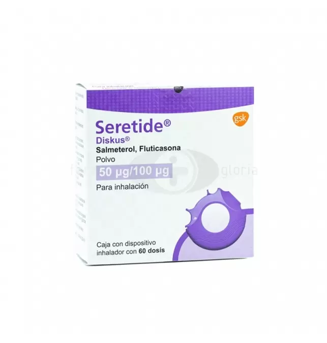 SERETIDE DISKUS POLVO 50MCG/100MCG CON 60 DOSIS Y DISPOSITIVO INHALADOR