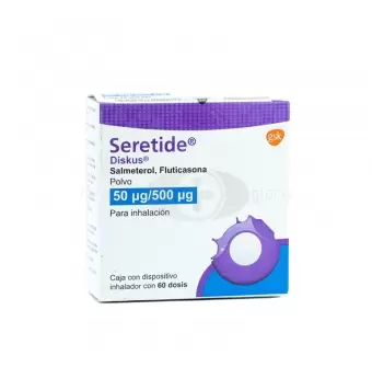 SERETIDE DISKUS POLVO 50MCG/500MCG CON 60 DOSIS Y DISPOSITIVO INHALADOR