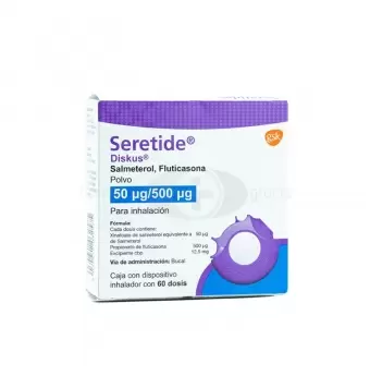 SERETIDE DISKUS POLVO 50MCG/500MCG CON 60 DOSIS Y DISPOSITIVO INHALADOR (1)