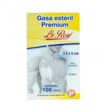 GASA ESTÉRIL LEROY DE 7.5X5 CM CON 100 PIEZAS