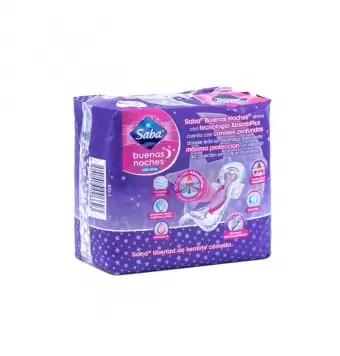 TOALLAS SANITARIAS SABA BUENAS NOCHES CON ALAS CON 8 PIEZAS (1)