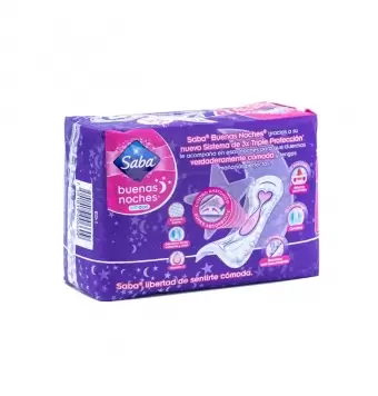 TOALLAS SANITARIAS SABA BUENAS NOCHES SIN ALAS CON 10 PIEZAS (1)