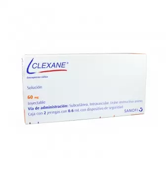 CLEXANE 60 MG SOLUCIÓN INYECTABLE CON 2 JERINGAS