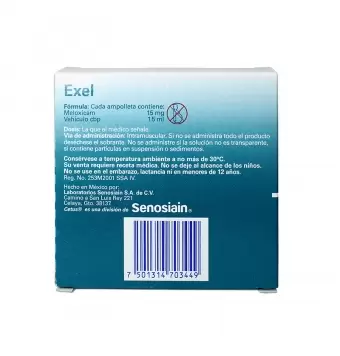 EXEL 15MG/1.5ML SOLUCIÓN INYECTABLE CON 3 AMPOLLETAS (1)
