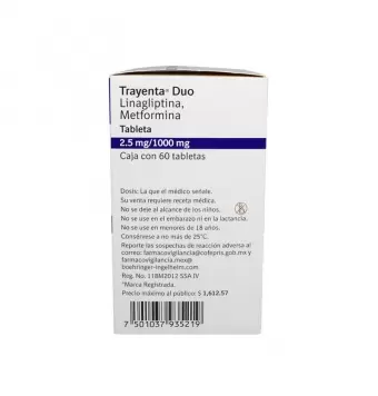 TRAYENTA DUO 2.5MG/1000MG CON 60 TABLETAS (1)