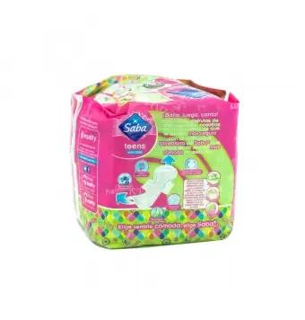 TOALLAS SANITARIAS SABA TEENS CON ALAS ULTRA DELGADA LARGA CON 10 PIEZAS (1)