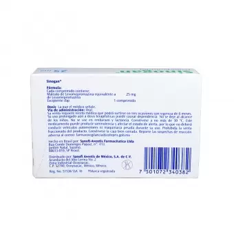 SINOGAN 25 MG CON 20 COMPRIMIDOS (1)