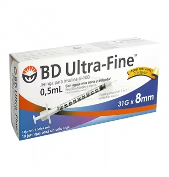 JERINGA PARA INSULINA BD DE 0.5 ML CON 10 PIEZAS