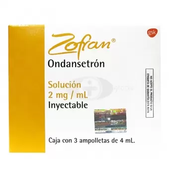 ZOFRAN 2MG/ML SOLUCIÓN INYECTABLE CON 3 AMPOLLETAS DE 4 ML C/U
