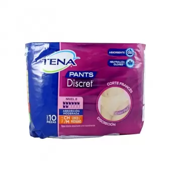 PAÑAL PARA ADULTO TENA DISCRET UNISEX MEDIANO CON 10 PIEZAS