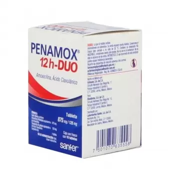 PENAMOX  12H-DUO  875MG/125MG CAJA CON FRASCO CON 10 TABLETAS