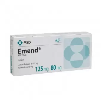 EMEND 125MG/80MG CAJA CON 1 CAPSULAS DE 125 MG Y 2 CAPSULAS DE 80 MG