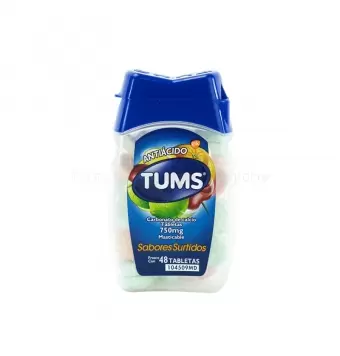 TUMS EXTRA 750 MG SABORES SURTIDOS CON 48 TABLETAS MASTICABLES