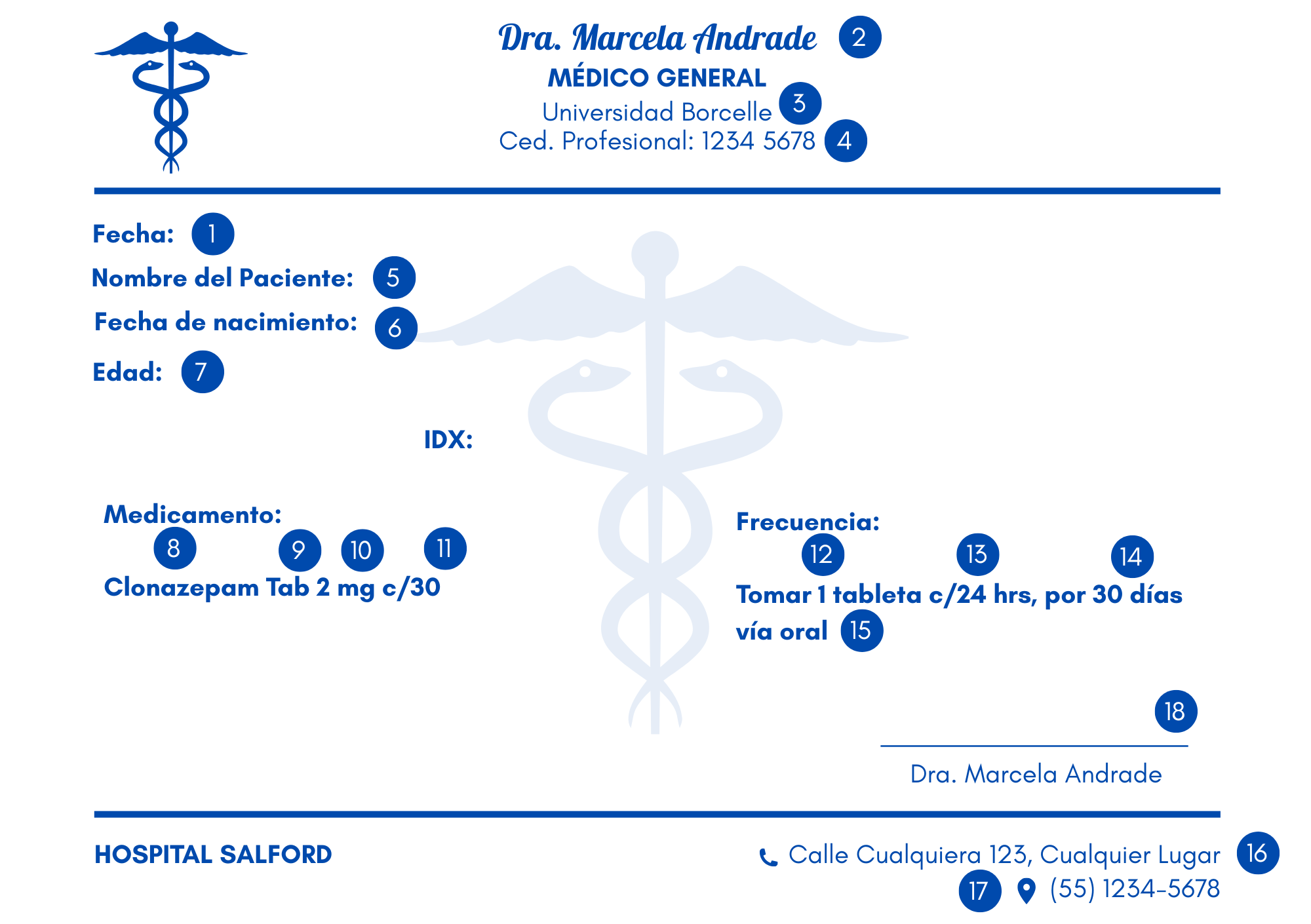 Ejemplo de receta médica de psicotrópicos